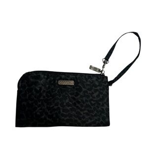 Baggallini Gray Cheetah Wristlet Nylon RFID Protected